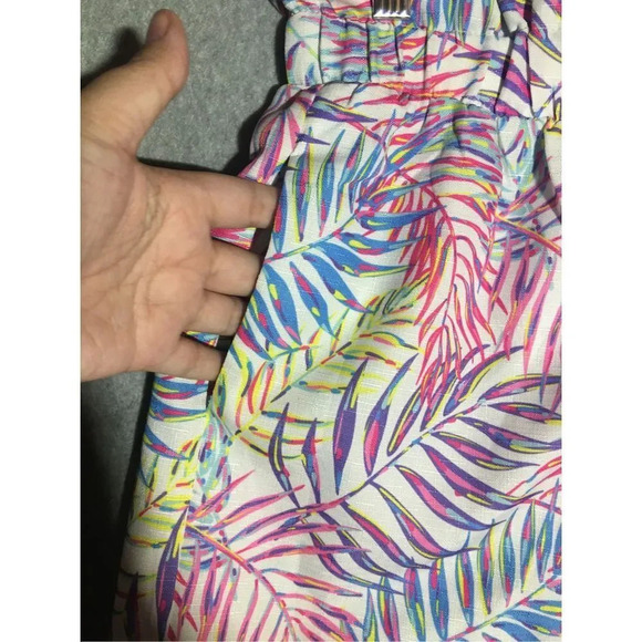 Womens Simply Southern Shorts Paperbag Waist Colorful Palm Leaves Spring - Picture 4 of 5